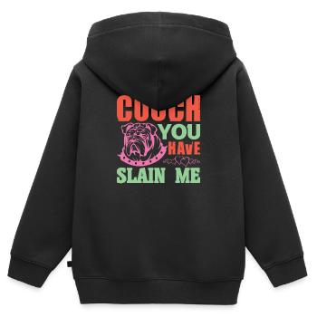 COUCH DU HAST MICH ERSCHLAGEN HUND - Kinder Premium Organic Zip Hoodie - Schwarz - Hinten - AI Model Kid Male (0cm)
