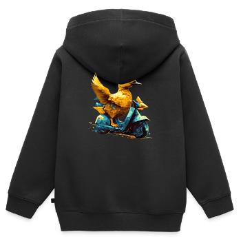 Duck rides a motorcycle - Kids Premium Organic Zip-up Hoodie - black - Back - AI Model Kid Male (0cm)