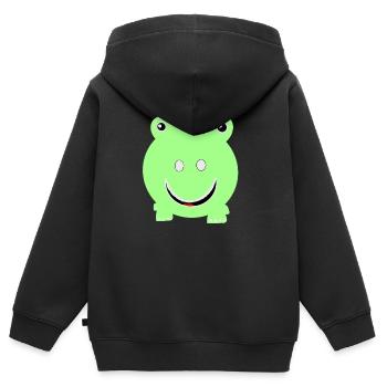 Runder Frosch - Kinder Premium Organic Zip Hoodie - Schwarz - Hinten - AI Model Kid Male (0cm)