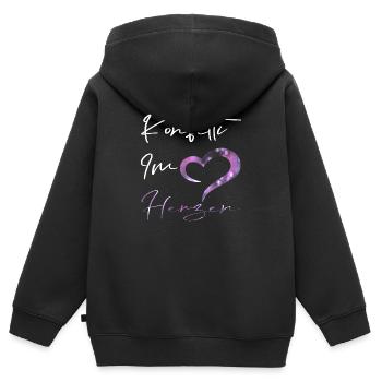 Konfetti im Herzen.. - Kinder Premium Organic Zip Hoodie - Schwarz - Hinten - AI Model Kid Male (0cm)