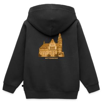 Hôtel de ville de Wittenberge Prignitz Elbe Brandebourg - Sweat Premium à capuche zippé enfant bio - noir - Dos - AI Model Kid Male (0cm)