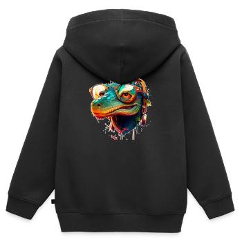 Reptile à lunettes Dragon ou crocodile en été - Sweat Premium à capuche zippé enfant bio - noir - Dos - AI Model Kid Male (0cm)