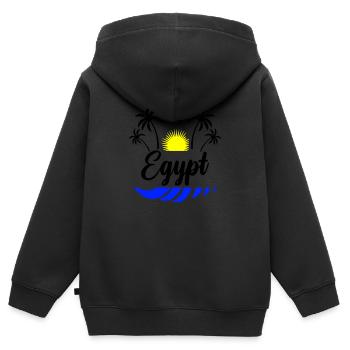 Égypte - Sweat Premium à capuche zippé enfant bio - noir - Dos - AI Model Kid Male (0cm)