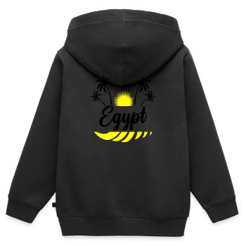 Égypte - Sweat Premium à capuche zippé enfant bio - noir - Dos - AI Model Kid Male (0cm)