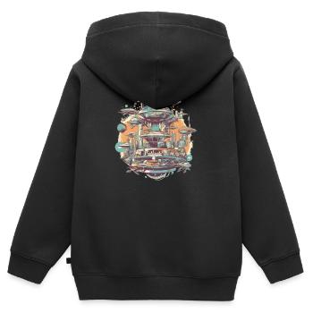 Futuristic city - Kids Premium Organic Zip-up Hoodie - black - Back - AI Model Kid Male (0cm)