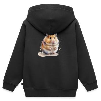 hamster - Sweat Premium à capuche zippé enfant bio - noir - Dos - AI Model Kid Male (0cm)
