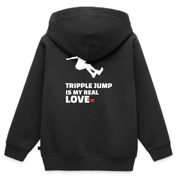 J’adore le triple saut - Sweat Premium à capuche zippé enfant bio - noir - Dos - AI Model Kid Male (0cm)