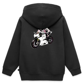 Motorrad - Kinder Premium Organic Zip Hoodie - Schwarz - Hinten - AI Model Kid Male (0cm)