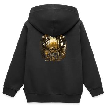 Camping Outdoor and Bushcraft Shirt - Kids Premium Organic Zip-up Hoodie - black - Back - AI Model Kid Male (0cm)