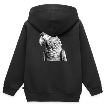 Papagei mit Bleistift - Kinder Premium Organic Zip Hoodie - Schwarz - Hinten - AI Model Kid Male (0cm)