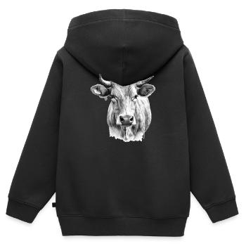 Die Kuh im Bleistift - Kinder Premium Organic Zip Hoodie - Schwarz - Hinten - AI Model Kid Male (0cm)