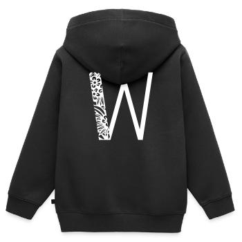 Buchstabe W - Kinder Premium Organic Zip Hoodie - Schwarz - Hinten - AI Model Kid Male (0cm)