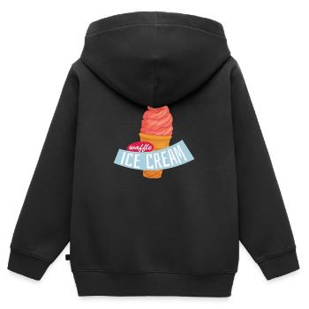 Sommer - Kinder Premium Organic Zip Hoodie - Schwarz - Hinten - AI Model Kid Male (0cm)