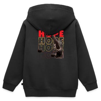 hope - Kinder Premium Organic Zip Hoodie - Schwarz - Hinten - AI Model Kid Male (0cm)