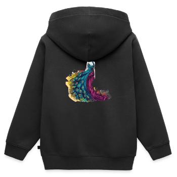 fashion designer paon - Sweat Premium à capuche zippé enfant bio - noir - Dos - AI Model Kid Male (0cm)