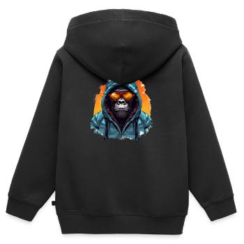 Streetstyle-Berggorilla | Gorilla-Liebhaber - Kinder Premium Organic Zip Hoodie - Schwarz - Hinten - AI Model Kid Male (0cm)