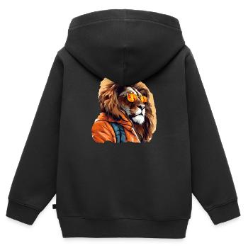 Streetstyle-Löwe | Löwen-Liebhaber - Kinder Premium Organic Zip Hoodie - Schwarz - Hinten - AI Model Kid Male (0cm)