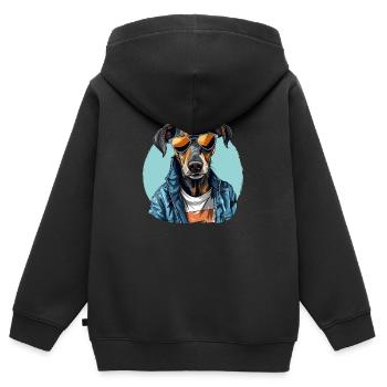 Streetstyle-Hund | Hundeliebhaber - Kinder Premium Organic Zip Hoodie - Schwarz - Hinten - AI Model Kid Male (0cm)