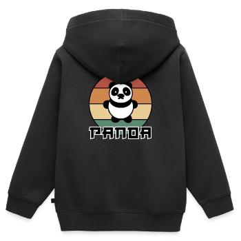 Panda retro - Sweat Premium à capuche zippé enfant bio - noir - Dos - AI Model Kid Male (0cm)