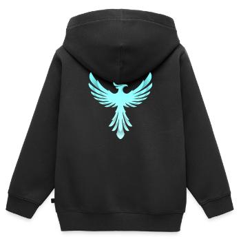 Phoenix Logo - Kinder Premium Organic Zip Hoodie - Schwarz - Hinten - AI Model Kid Male (0cm)