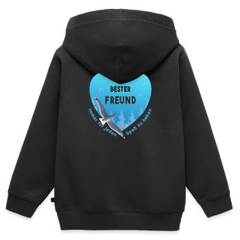 bester Freund - Kinder Premium Organic Zip Hoodie - Schwarz - Hinten - AI Model Kid Male (0cm)