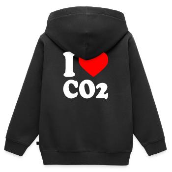 I love co2 - Sweat Premium à capuche zippé enfant bio - noir - Dos - AI Model Kid Male (0cm)