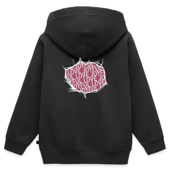 Cadeau Amour Expérience Joie Passion Bonheur - Sweat Premium à capuche zippé enfant bio - noir - Dos - AI Model Kid Male (0cm)