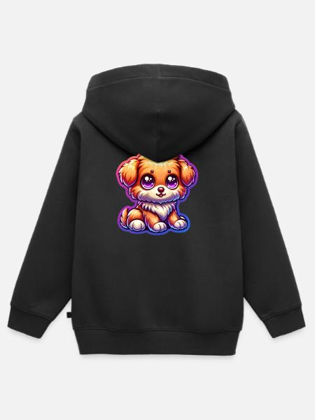 süsser Hund - Kinder Premium Organic Zip Hoodie - Schwarz