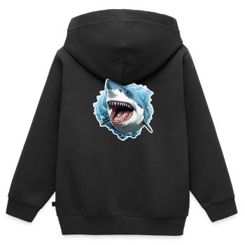 Hai im Ozean - Kinder Premium Organic Zip Hoodie - Schwarz - Hinten - AI Model Kid Male (0cm)
