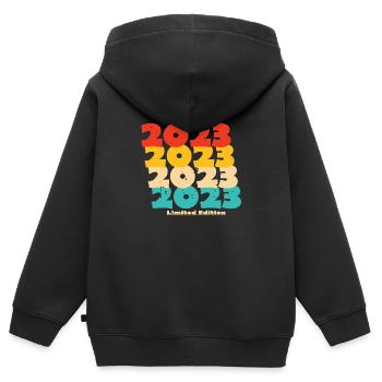2023 : Edition Limitée - 1er anniversaire - Sweat Premium à capuche zippé enfant bio - noir - Dos - AI Model Kid Male (0cm)