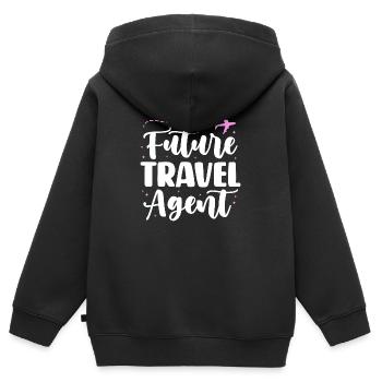 Future travel agent - Kinder Premium Organic Zip Hoodie - Schwarz - Hinten - AI Model Kid Male (0cm)