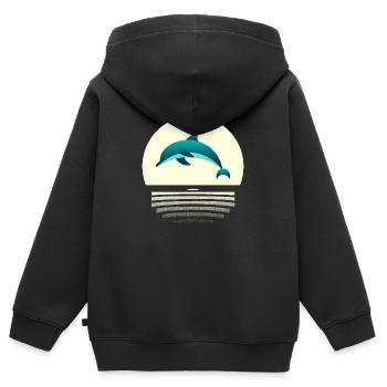 Delfin im Sprung - Kinder Premium Organic Zip Hoodie - Schwarz - Hinten - AI Model Kid Male (0cm)