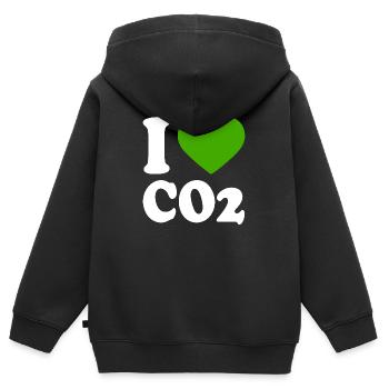 I love co2 - Sweat Premium à capuche zippé enfant bio - noir - Dos - AI Model Kid Male (0cm)