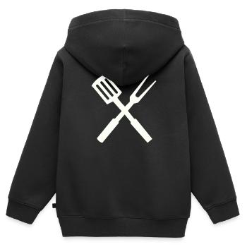 Couverts de chef - Sweat Premium à capuche zippé enfant bio - noir - Dos - AI Model Kid Male (0cm)