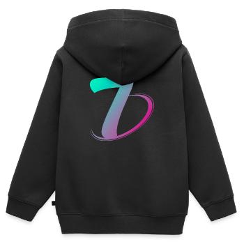 Nummer 7 mehrfarbig - Kinder Premium Organic Zip Hoodie - Schwarz - Hinten - AI Model Kid Male (0cm)