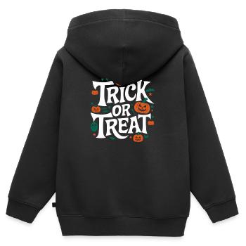 Trick or Treat - Kinder Premium Organic Zip Hoodie - Schwarz - Hinten - AI Model Kid Male (0cm)