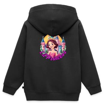Lil Princess - Kinder Premium Organic Zip Hoodie - Schwarz - Hinten - AI Model Kid Male (0cm)