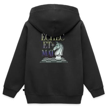 Echec et Mat - Sweat Premium à capuche zippé enfant bio - noir - Dos - AI Model Kid Male (0cm)