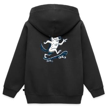 Skate chien - Sweat Premium à capuche zippé enfant bio - noir - Dos - AI Model Kid Male (0cm)