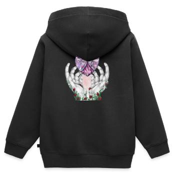 07. Liebesseele - Kinder Premium Organic Zip Hoodie - Schwarz - Hinten - AI Model Kid Male (0cm)