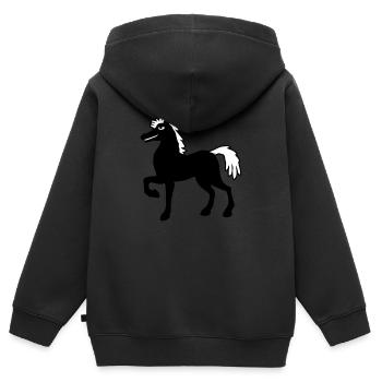 Cheval étalon cool fierté homme équitation cavalier hobby - Sweat Premium à capuche zippé enfant bio - noir - Dos - AI Model Kid Male (0cm)