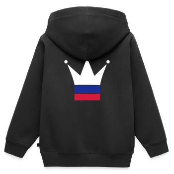 Russie - Sweat Premium à capuche zippé enfant bio - noir - Dos - AI Model Kid Male (0cm)