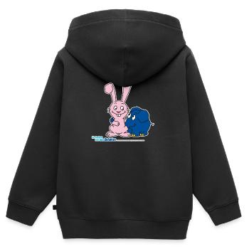 Der Elefant und der Hase - Kinder Premium Organic Zip Hoodie - Schwarz - Hinten - AI Model Kid Male (0cm)