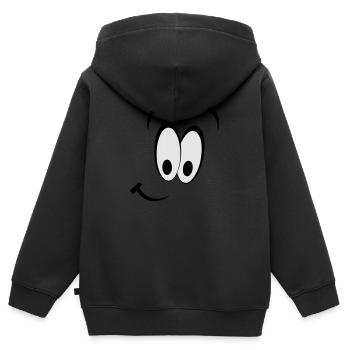 SMILEY - Kinder Premium Organic Zip Hoodie - Schwarz - Hinten - AI Model Kid Male (0cm)
