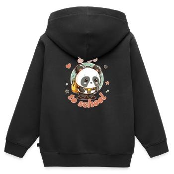 Petit Panda va à l'école - Sweat Premium à capuche zippé enfant bio - noir - Dos - AI Model Kid Male (0cm)