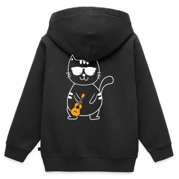 Ukulele - Kinder Premium Organic Zip Hoodie - Schwarz - Hinten - AI Model Kid Male (0cm)