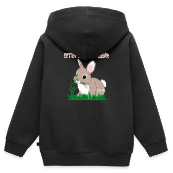 Stoppelhopser Hase - Label 126 - Kinder Premium Organic Zip Hoodie - Schwarz - Hinten - AI Model Kid Male (0cm)