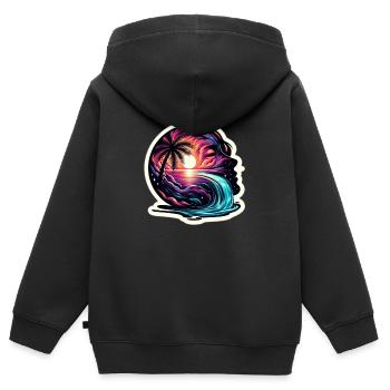 Palm et Galaxy - Sweat Premium à capuche zippé enfant bio - noir - Dos - AI Model Kid Male (0cm)
