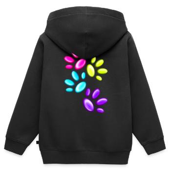 Imprimés colorés Animal Paw - Sweat Premium à capuche zippé enfant bio - noir - Dos - AI Model Kid Male (0cm)