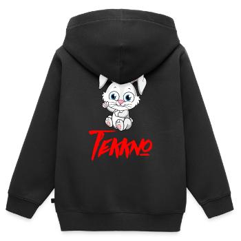 TEKKNO HARDTEKK TEKK TEKKE Süßer hase - Kinder Premium Organic Zip Hoodie - Schwarz - Hinten - AI Model Kid Male (0cm)